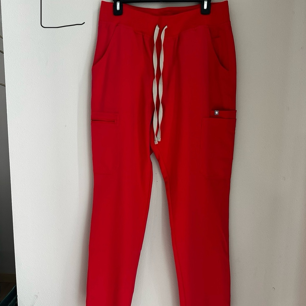 FIGS Neon Red Yola High Waisted Skinny Scrub Pants